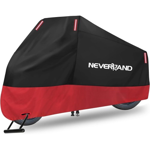 NEVERLAND Motorcycle Tarpaulin Outdoor Motorcycle Cover Waterproof Winterproof Motorcycle Tarpaulin 210D Motorcycle Garage Tarpaulin Indoor Cover for Motor Scooter 245 x 105 x 125 cm