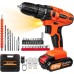Cordless Drill 21V Electric Screwdriver with 45Nm 25+1 Torque Settings 29 Pieces Accessories LED Light Drill Set with Safety Lock with Carry Case (Orange)