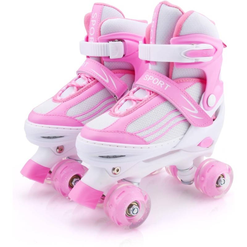 Children's Roller Skates for Girls Boys Adjustable Children's Roller Skates with Luminous Wheels, Fun Lighting for Boys Girls, Roller Skates for Children