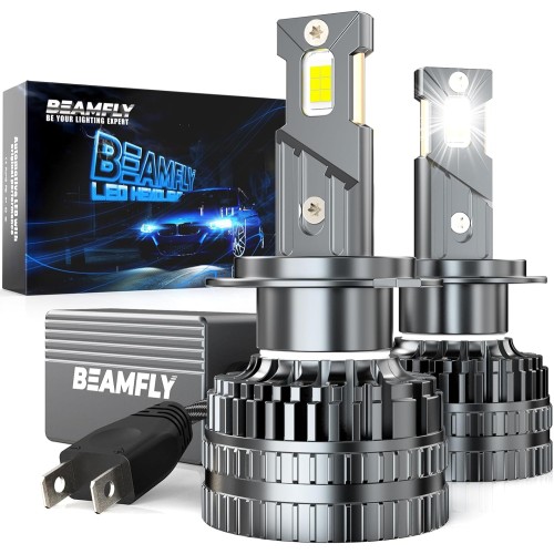 BEAMFLY H7 LED Car Bulbs 130W 28000LM 6000K White Lights 600% Conversion Kit for Car Halogen Headlights, High or Low Beam 12 V, Thick Copper Tube, LED Lamp Lights, 2 Pieces