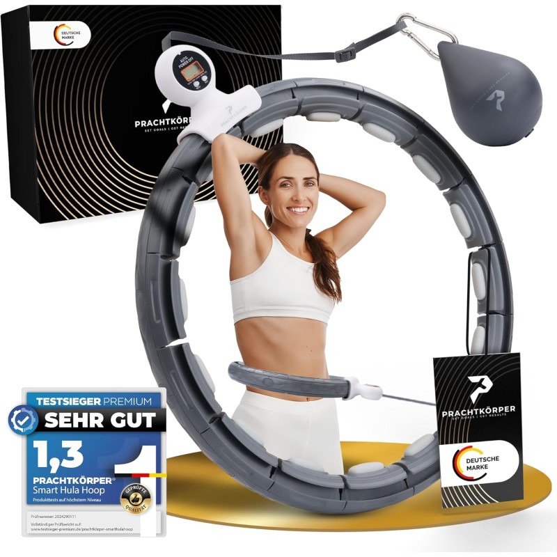 PRACHTKÖRPER Smart Hula Hoop Quiet for Adults and Beginners with Weight Ball and Counter - Fitness, Weight Loss - Hula Hoop for Weight Loss - Hullahub Hoop - Hula Hoop - Hoola Hoop
