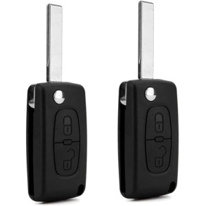 BARAC 2 x 2 бутонни ключове за Citroen C2 C3 C4 C5 Picasso Peugeot 206 207 307 308 407 408 Partner Дистанционно управление за кола Съвместимо с CEO536 HU83