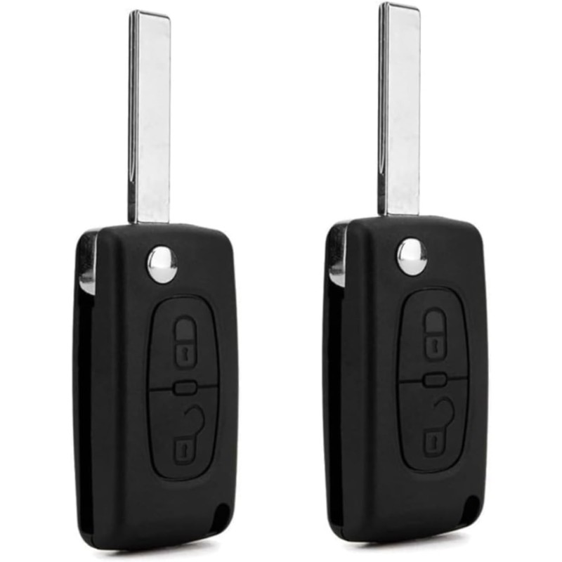 BARAC 2 x 2 Button Key Case for Citroen C2 C3 C4 C5 Picasso Peugeot 206 207 307 308 407 408 Partner Remote Control Car Compatible CEO536 HU83