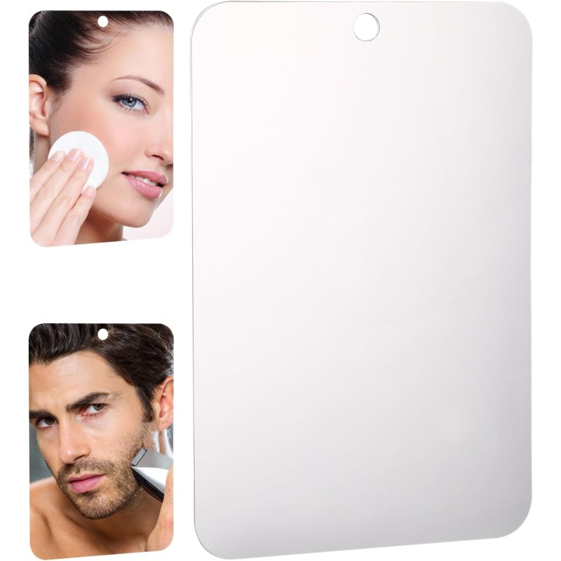 PERMUST Shaving Mirror Shower Mirror Travel Mirror Shower Shaving Mirror for Shower Camping Mirror Children's Mirror Bathroom Hanging Mirror Small Frameless Mirror 30 cm x 20 cm Includes Adhesive