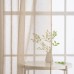Woaboy Curtains with Ruffle Tape, Short Window Voile Curtains, Living Room, Transparent Sheer Curtains, Store Curtain, Bedroom, Modern Loop Curtains, Set of 2, 140 x 137 cm (W x H), Beige