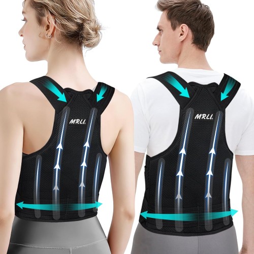 Back Support Belt Back Straightener Posture Corrector Women: Adjustable Posture Correction Strap for Men - Breathable Back Posture Corrector - Adjustable Straight Posture Trainer Black L