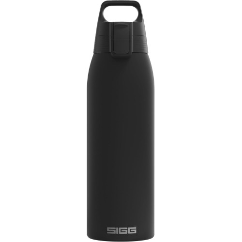 SIGG - Isolierte Trinkflasche - Thermosflasche Shield Therm One Black kohlensäurehaltige Getränke - Auslaufsicher - Spülmaschinenfest - BPA-frei - 90% recycelter Edelstahl - Schwarz - 1L