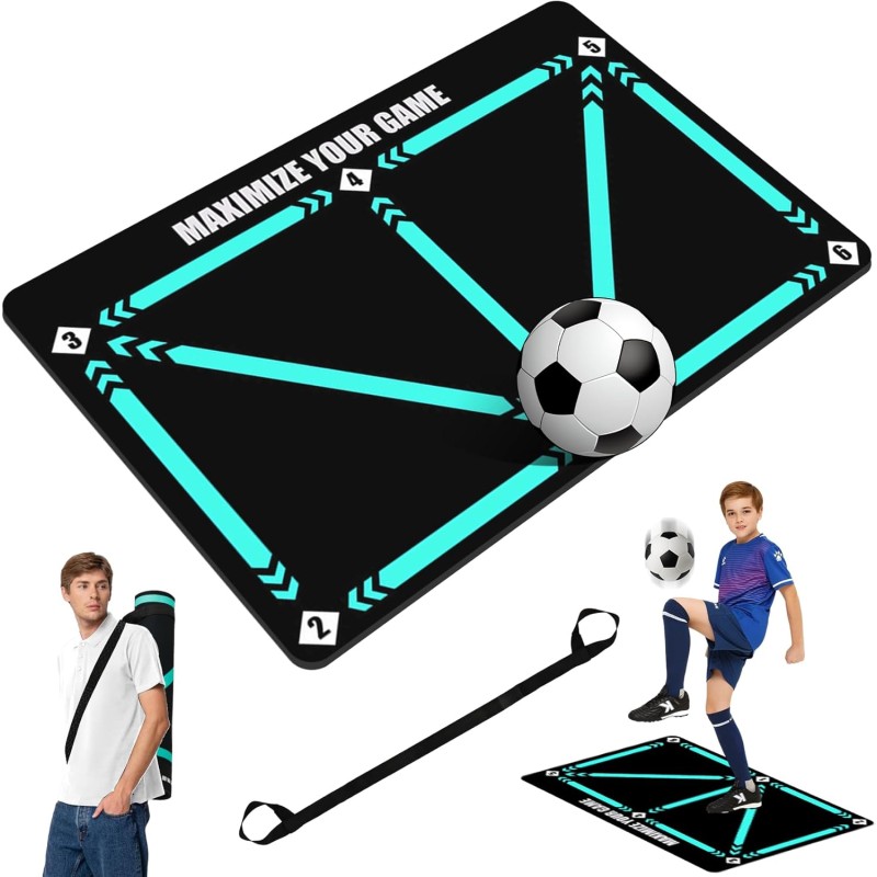 YAOZUP Fußballmatte, 60x90cm Fussball Matte Ballkontrolle, Fußball Schritt Trainingsmatte, Fussball Trainingszubehör, Ballkontrolle Trainingsmatte, rutschfeste Fussballmatte Training
