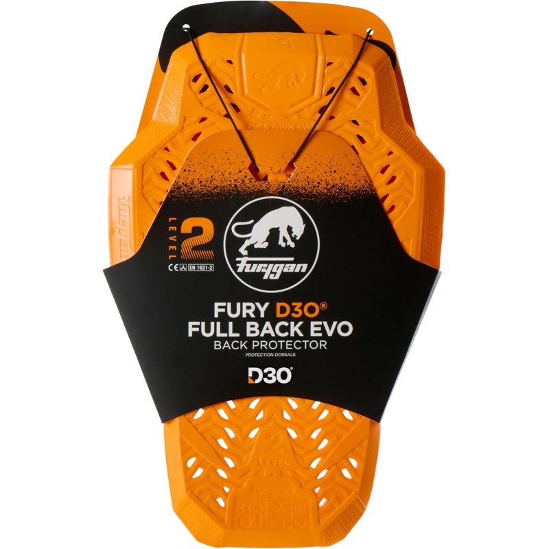 Furygan Full Back Fury D3O EVO - Level 2 Approved D3O Back Protector - Certified Motorcycle Protection - Lightweight, Flexible Comfort - Ventilation Safety, Orange Version 2024