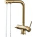 Felix | 3-Way Premium Gold Matt Pull-Out Tap | Gastro Stainless Steel Osmosis Tap Kitchen | Mixer Tap - 360 Degrees | Filter 3 Connections