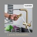 Felix | 3-Way Premium Gold Matt Pull-Out Tap | Gastro Stainless Steel Osmosis Tap Kitchen | Mixer Tap - 360 Degrees | Filter 3 Connections