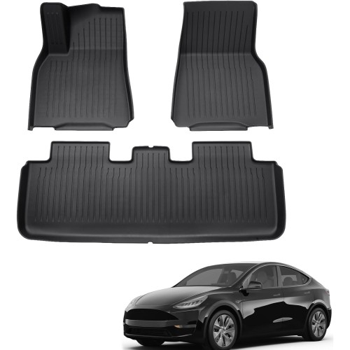 ECOZEN Floor Mats for Tesla Model Y 2021-2024 3D All-Weather TPE Car Floor Mats Non-Slip Car Rubber Mats Environmentally Friendly No Odour High Fit No Odour Model Y Accessories 2021 2022 2023 2024