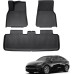 ECOZEN Floor Mats for Tesla Model Y 2021-2024 3D All-Weather TPE Car Floor Mats Non-Slip Car Rubber Mats Environmentally Friendly No Odour High Fit No Odour Model Y Accessories 2021 2022 2023 2024