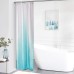 Furlinic Narrow Shower/Bathroom Curtain, Textile, Polyester Fabric, Mould-Resistant, Water-Repellent, Washable, Corner Shower, Small Bathtub, White in Aquamarine, 90 x 180 cm, with 6 Shower Rings