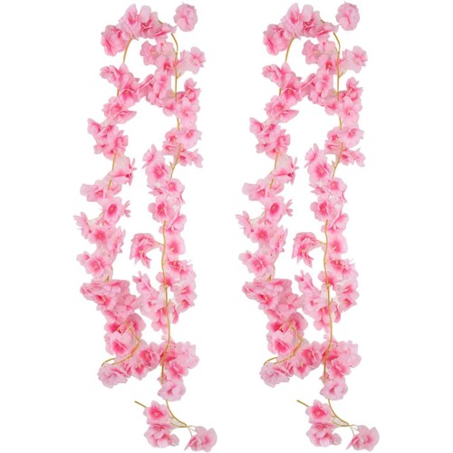JDCMEI Pack of 2 Artificial Cherry Blossom Garland, Flower Vine, 1.8 m Artificial Flower, Cherry Blossom Garland, Flower Garland, Silk Flowers Garland Decoration for Home, Wall, Wedding, Party, Arch