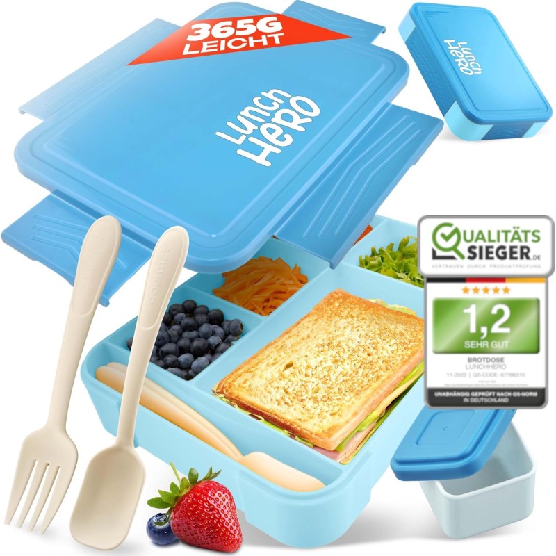 LUNCH HERO® Lunch Box with Compartments - Leak-proof Lunch Box for Children - Lunch Box, Bento Box Ideal for School & Nursery - BPA Free Lunch Box