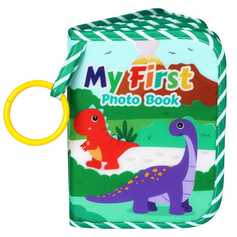 Aolso Baby Photo Album, Memory Book, Baby Memory Book, Soft Fabric Photo Book for Newborns, Toddlers and Kids, My First Photo Book for Family Newborns (Dinosaur)