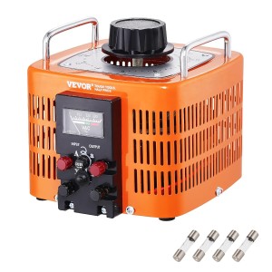 VEVOR Automatic Variable Voltage Transformer 3000VA 10A Input 230V Output 0-300V AC Voltage Regulator 4 Fuses Thermal Control Switch for Home Office