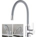 Llffssdg Kitchen Tap with Flexible Silicone Hose Tap Kitchen Tap 360° Rotating High Pressure Tap in Grey