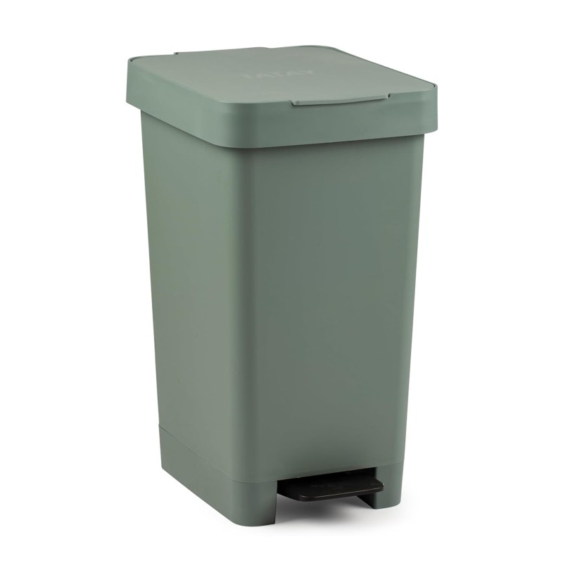 TATAY Smart 25 L Bin with Pedal, Compact and Functional Design, for Indoor and Outdoor Use, for 30 L Bags, BPA-Free Recycled Plastic, 26 x 36 x 47 cm, Green
