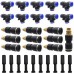 Water Nozzles Mist, Dujelixa Brass Straight Pass Irrigation Nozzle, 10 Pieces with 10 Pieces T Plug + 10 Pieces Choke Choke Irrigation Plugs for Watering, Greenhouse, Lawn