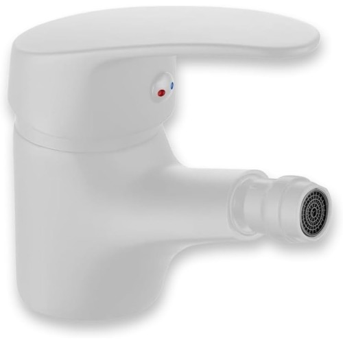 INGUZ - Linea Viggo - Bidet tap, single lever mixer hot and cold water, Viggo series, ready to install, includes flexes (White)