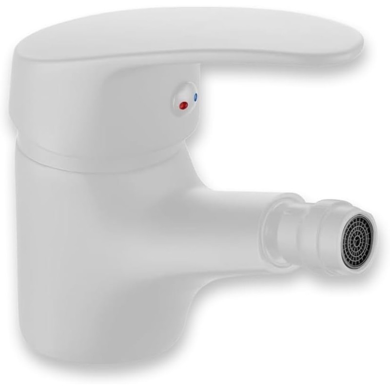 INGUZ - Linea Viggo - Bidet tap, single lever mixer hot and cold water, Viggo series, ready to install, includes flexes (White)
