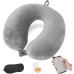 Cirorld Aeroplane Inflatable Neck Pillow, Travel Pillow, Aeroplane Neck Pillow, Adult Inflatable Neck Pillow, Travel with Eye Mask and Earplugs (Grey)