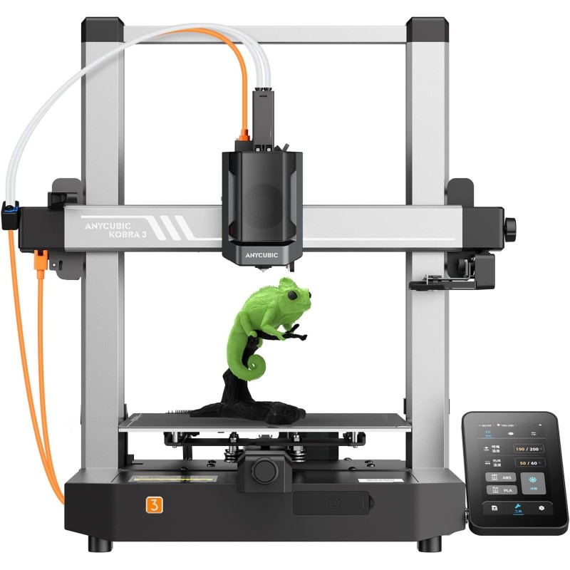 Anycubic Kobra 3 3D Printer, Up to 600 mm/s, High Precision Auto Leveling and Auto Z-Offset, Intelligent Multicoloured Printing via ACE Pro, Print Size 250 x 250 x 260 mm