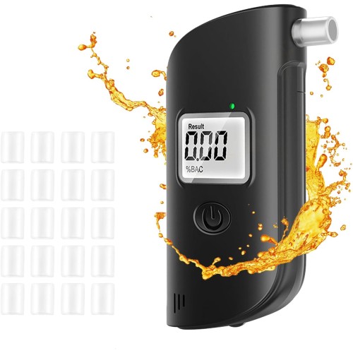 Alcohol Tester Per Mille Meter Alcohol Tester Police Accurate Alcohol Tester with Digital LCD Display and 20 Mouthpieces Professional Alcohol Meter for Private Professional Use at Home