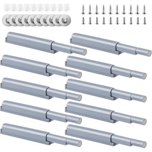 Taoduod Pack of 10 Push to Open Door Opener, Grey Push Catch, Magnetic Snap, Push-to-Open Door Opener, Soft Close Door Damper, Cabinet Door Opener, Pressure Door Opener, Door Damper for Cabinet,