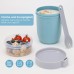 Bugucat Cereal Cup to Go 660 ml + 260 ml, 2-in-1 Yoghurt Cup to Go Cup with Spoon, Leak-Proof Lunch Pot Cereal Box, On the Go Cereal Bowl Yoghurt to Go for Picnic, Blue