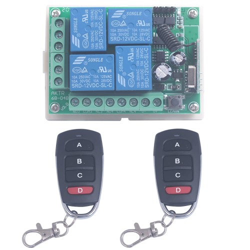 SUYUKUFU 12V 4-канален безжичен предавател с дистанционно управление, приемник, моментен лостов превключвател, части за отваряне на гаражна врата (12V-2X дистанционно управление)