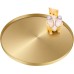 Yvttve Golden Round Metal Tray with 3 Non-Slip Serving Tray, Decorative Plate and Decorative Tray Candle Tray (Diameter 32 cm, Gold)