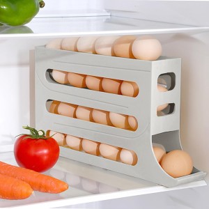 TZEKING Egg Storage Fridge, Egg Holder for 30 Eggs, 4 Levels Automatic Rolling Egg Container, Egg Holder Fridge, Egg Container for Fridge, Stackable Egg Organiser for Fridge