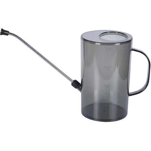 Milageto Watering Can Small for Home Garden, Flower Watering Can with Long Spout and Removable Spray Head, Plastic Garden Watering Can for Watering Flowers, Bonsai Plants, Trees, 2 L, Light Grey