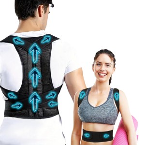 KACHAFLUS Haltungskorrektur für Rücken und Lendenwirbelstütze, verstellbar, atmungsaktiv, für Männer und Frauen, unsichtbar unter der Kleidung, gerader Rücken, Schwarz (Größe S)
