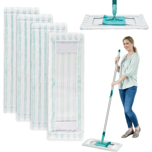 Set of 4 Mop Covers for Leifheit Profi XL Floor Mop Replacement Cover Set, 47 x 17 cm for Leifheit Professional Micro Duo XL Floor Microfibre Accessories, for All Floors, Strong Decontamination