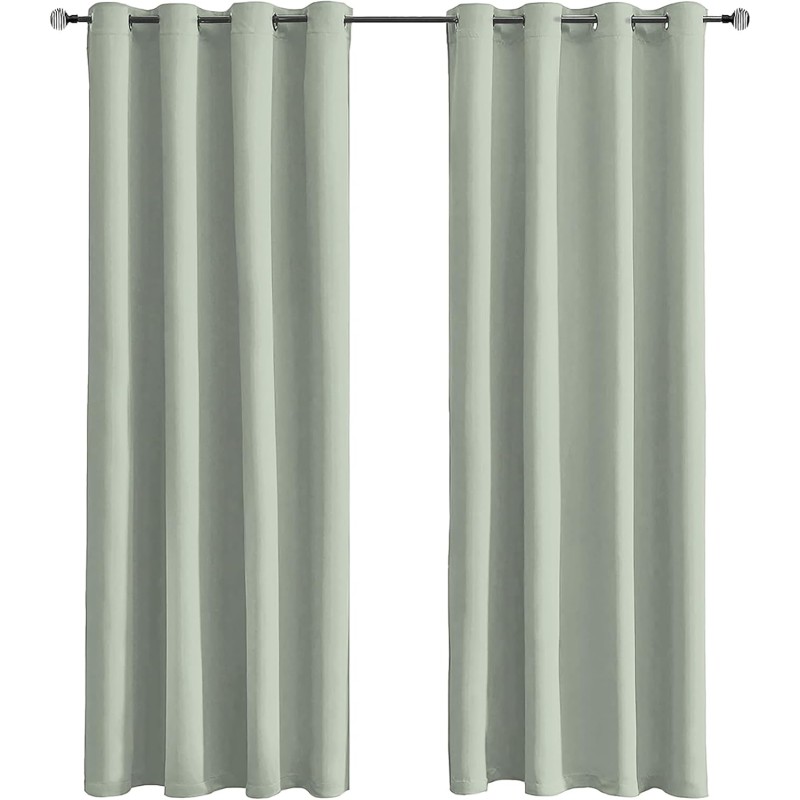 Tenger Home Curtain Scarves Blackout Curtain Opaque Curtain Bedroom with Eyelets 1 Piece (Sage Green, 120 x 120 cm)