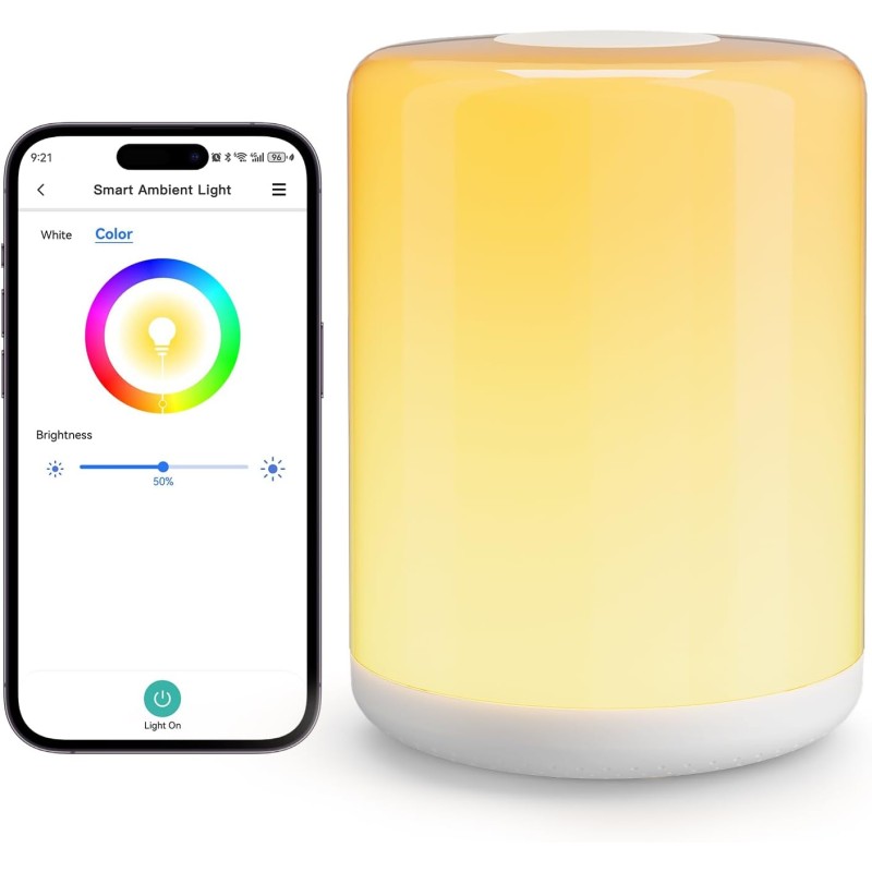 meross WLAN LED Bedside Lamp Touch Dimmable, Works with Apple HomeKit, RGBWW Smart Night Lamp with Timer for Children, WiFi Table Lamp with Cable, Works with Alexa and Google Home