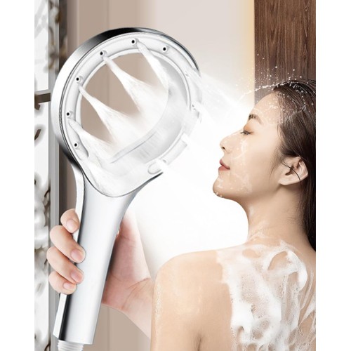 JINYOMFLY High Pressure Shower Head, Water-Saving Hand Shower, 5 Inches, Pressure-Increasing Shower Head, Economy Shower Head, 30% Water Saving, Full Body Cover (Silver)