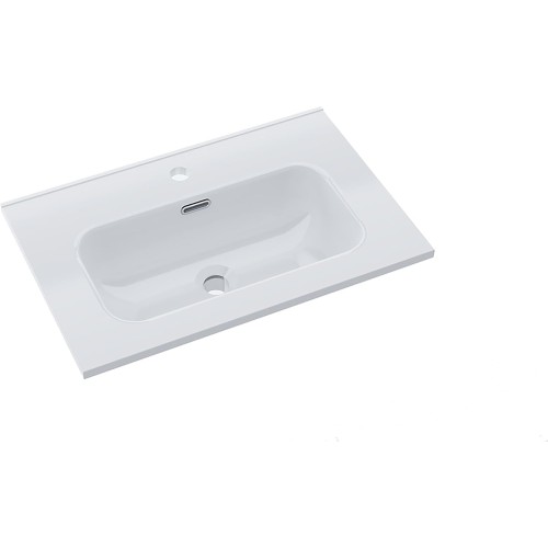 BAIKAL Recessed Bathroom Sink Ceramic Rectangular Basin Gloss White Easy Fit Depth 39cm Width 61cm