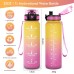 Drinking Bottle 500 ml/1 L, Water Bottle with Time Marking and Filter, Leak-Proof Water Bottle, Carbonated Drinks, Suitable for Bicycle, School, Girls, Sports