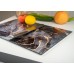 Kitchenville Glass Chopping Board 40 x 30 cm - Hygienic Tempered Glass Chopping Board - Heat Resistant, Scratch Resistant & Non-Slip - Glass Top for Kitchen - Grey & Gold