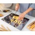 Kitchenville Glass Chopping Board 40 x 30 cm - Hygienic Tempered Glass Chopping Board - Heat Resistant, Scratch Resistant & Non-Slip - Glass Top for Kitchen - Grey & Gold