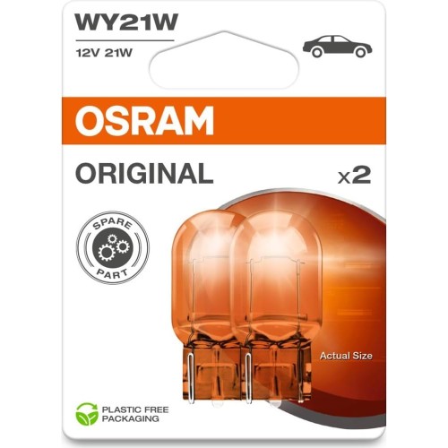 Osram Original 12 V, WY21W, 7504-02B, glass wedge base, halogen signal lamp, double blister (2 lamps), white