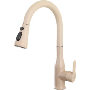 ONECE Kitchen Tap Wheat Colour with Extendible Shower 3 Shower Modes, High Pressure Tap Kitchen Sink Mixer Tap with 360° Rotation, Stainless Steel SUS304