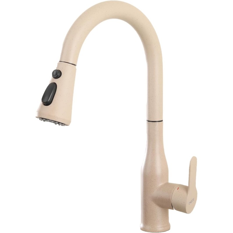 ONECE Kitchen Tap Wheat Colour with Extendible Shower 3 Shower Modes, High Pressure Tap Kitchen Sink Mixer Tap with 360° Rotation, Stainless Steel SUS304