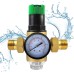 Pressure Relief Valve Water Pressure Regulator, 1/2 Inch Brass Thickened Pressure Regulator Water, Water Pressure Regulator with Filter and Pressure Gauge, Suitable for Homes, Buildings, Factories
