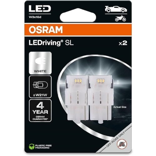 OSRAM LEDriving SL, W21W, White 6000K, Double Blister (2 Lamps), LED Retrofit, Offroad Use Only